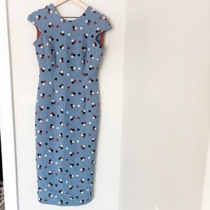 Vintage Diana Misetic Elegant Blue Polka Dot Dress sz 6